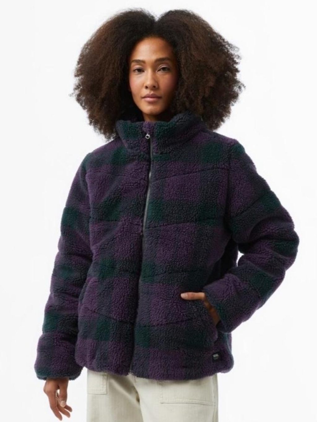 Nwt Vans Sherpa Zip-Up Jacket Purple Foundry Plaid Exra Large